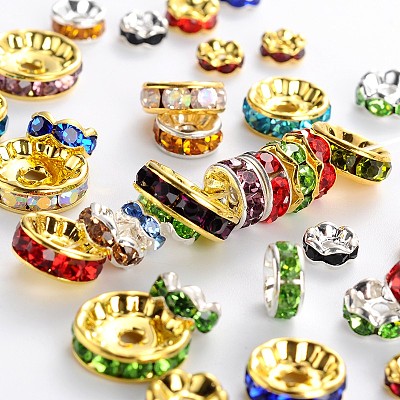 Brass Rhinestone Spacer Beads RB-MSMC001-M7-1