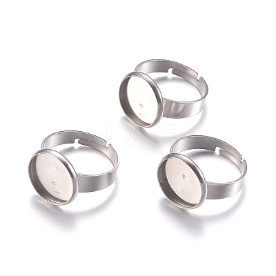 Tarnish Resistant 304 Stainless Steel Pad Ring Settings STAS-G173-19P-12mm-1