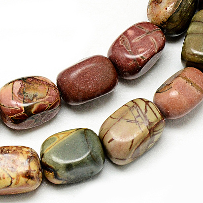 Natural Polychrome Jasper/Picasso Stone/Picasso Jasper Beads Strands G-Q948-84-1