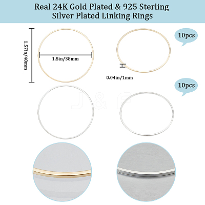 20Pcs 2 Colors Brass Linking Rings KK-BBC0010-03-1