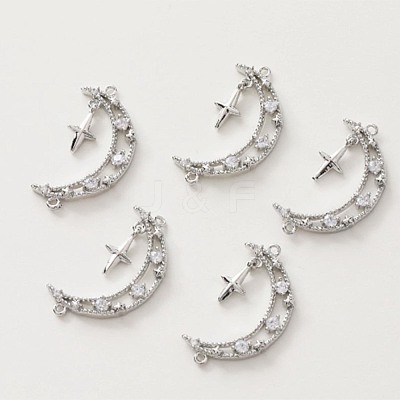 Brass Micro Pave Cubic Zirconia Links Connectors KK-ZX024-71P-1