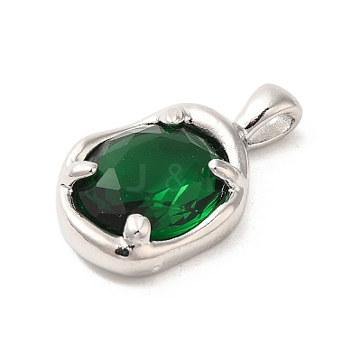 Platinum Brass Micro Pave Cubic Zirconia Pendants KK-U031-02P-04-1