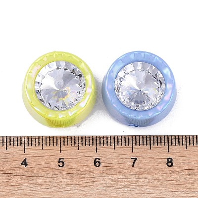 UV Plating Iridescent Acrylic with Rhinestone Beads OACR-B021-07-1