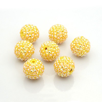 Chunky Resin Rhinestone Bubblegum Ball Beads RESI-S256-20mm-SAB10-1