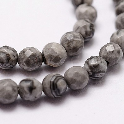 Natural Map Stone/Picasso Stone/Picasso Jasper Beads Strands X-G-D840-35-4mm-1
