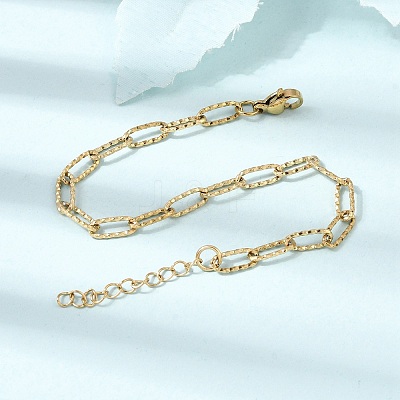 4MM 304 Stainless Steel Textured Paperclip Chain Bracelets for Man and Women SA-CBAB767-08G-1