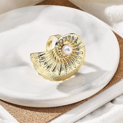 Conch Alloy Adjustable Rings for Women RJEW-B108-03KCG-1