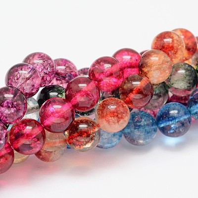 Dyed Round Natural Crackle Quartz Beads Strands G-K084-6mm-MA-1