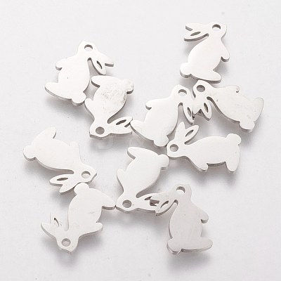 Tarnish Resistant 201 Stainless Steel Bunny Charms STAS-Q201-T135-1