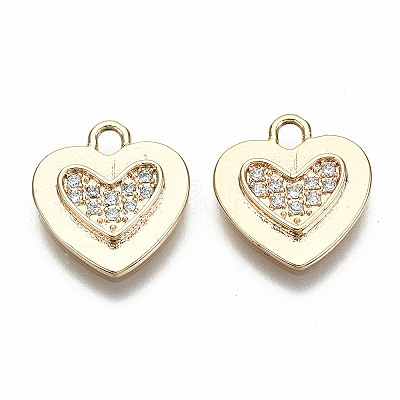 Brass Micro Pave Clear Cubic Zirconia Charms KK-S356-223G-NF-1