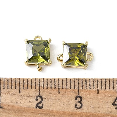 Brass Pave Cubic Zirconia Connector Charms KK-F892-53G-06-1