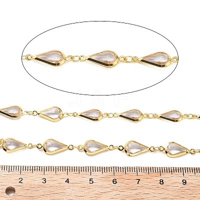 Brass Glass Teardrop Link Chains CHC-R001-04G-05-1