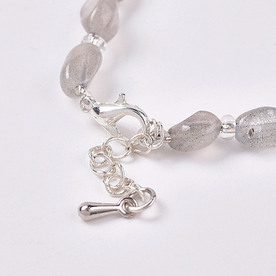Natural Labradorite Beaded Bracelets BJEW-F405-A06-1