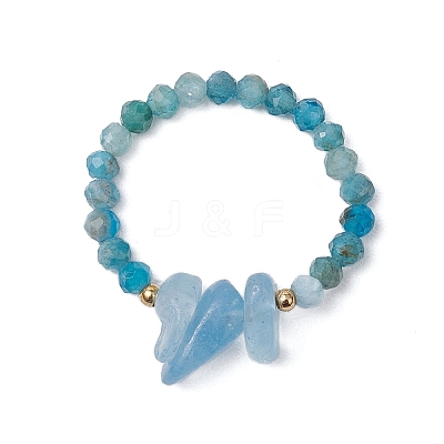 Natural Aquamarine Beaded Rings RJEW-TA00191-05-1