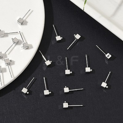 SHEGRACE Brass Cube Stud Earring Findings XGR0106P-121P-1