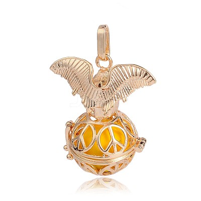 Golden Plated Brass Hollow Round Cage Pendants KK-J252-07G-1