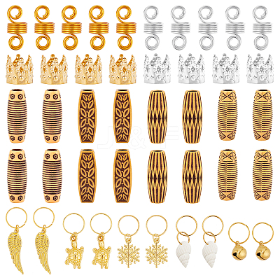 Plastic Dreadlocks Braiding Beads & Aluminum Hair Braid Dreadlock Beads OHAR-NB0001-15-1