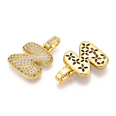 Brass Micro Pave Clear Cubic Zirconia Pendants KK-M279-01G-Z-1
