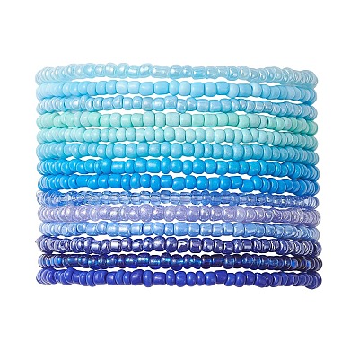 14Pcs Glass Seed Beads Stretch Bracelets for Women BJEW-MZ00266-1