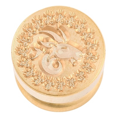 Golden Tone Round Wax Seal Brass Stamp Heads AJEW-S087-02G-05-1