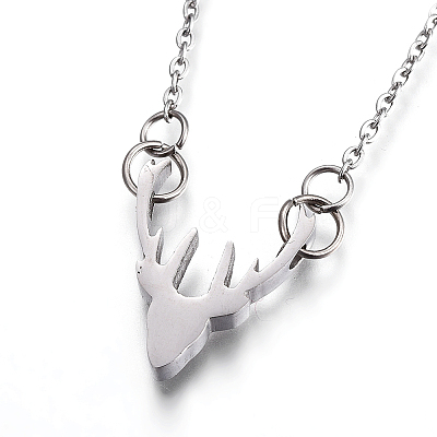 Non-Tarnish 304 Stainless Steel Pendant Necklaces NJEW-O109-01P-1