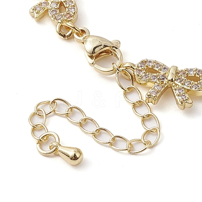 Brass Bowknot Link Chain Bracelets BJEW-D039-44G-1