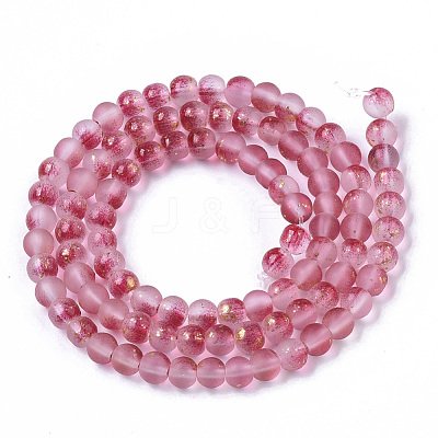 Frosted Spray Painted Glass Beads Strands GLAA-N035-03A-C04-1