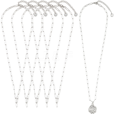 6Pcs 304 Stainless Steel Paperclip Chain Necklaces NJEW-SC0001-57B-P-1