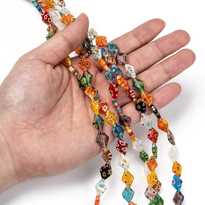 Rhombus Handmade Millefiori Glass Beads LK-R004-48-1