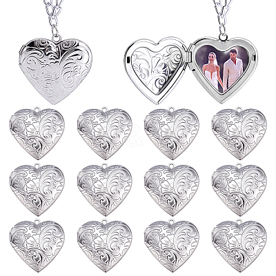 12Pcs 316 Stainless Steel Locket Pendants STAS-PH0007-25-1