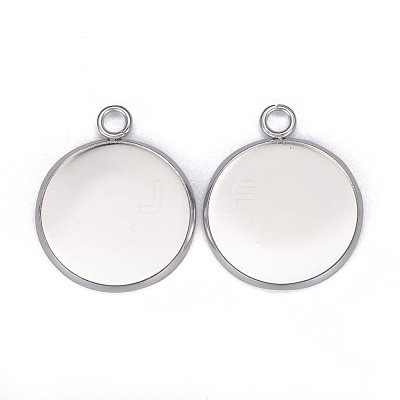 304 Stainless Steel Pendant Cabochon Settings STAS-F191-14S-G-1