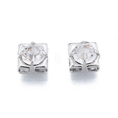 Brass Micro Pave Clear Cubic Zirconia Beads KK-G432-11B-P-1