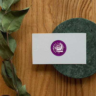 Brass Wax Seal Stamp with Handle AJEW-WH0184-0948-1