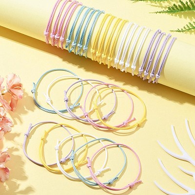 30Pcs 5 Color Adjustable Waxed Polyester Braided Cord Bracelets X1-BJEW-FZ00016-1
