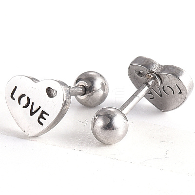 Tarnish Resistant 201 Stainless Steel Barbell Cartilage Earrings EJEW-R147-28-1