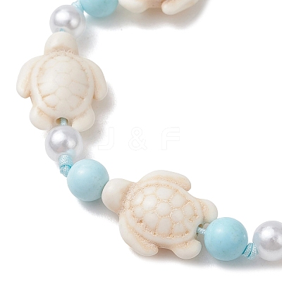 Adjustable Synthetic Turquoise & Natural Howlite Braided Bead Bracelets for Womem BJEW-JB13654-1
