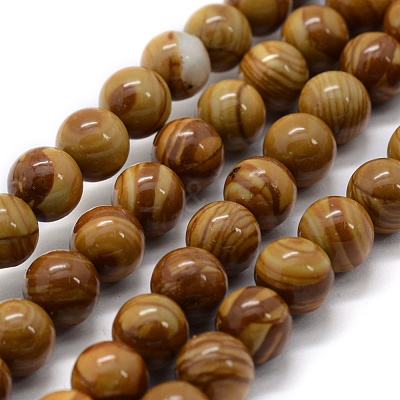 Natural Wood Lace Stone Wooden Jasper Beads Strands G-G763-05-4mm-1