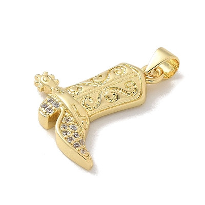 Brass Micro Pave Cubic Zirconia Pendants X-KK-M300-30G-1