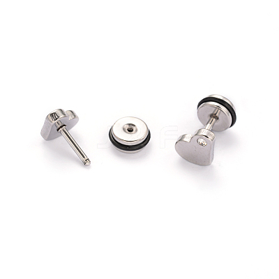 304 Stainless Steel Heart Earlobe Plugs EJEW-I196-13B-1