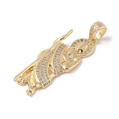 Brass Clear Cubic Zirconia Pendants KK-Z050-03G-03-1