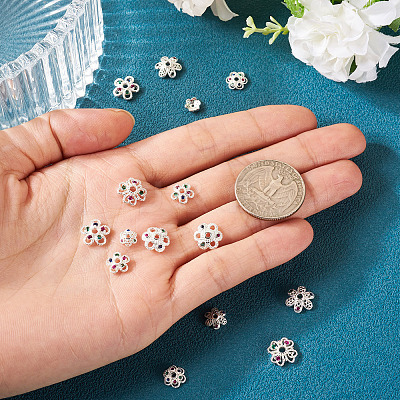 16Pcs 8 Styles Brass Micro Pave Cubic Zirconia Bead Caps ZIRC-TA0001-23S-1