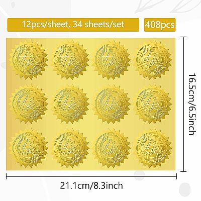 34 Sheets Honor Roll Self Adhesive Gold Foil Embossed Stickers DIY-WH0509-043-1