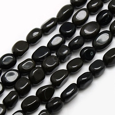 Natural Obsidian Nuggets Beads Strands G-L154-16-1
