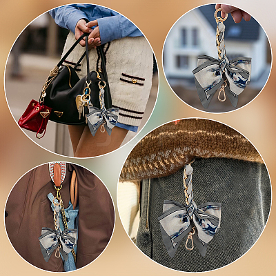 2Pcs Polyester Bowknot Bag Extension Chains PURS-ME0001-01B-1