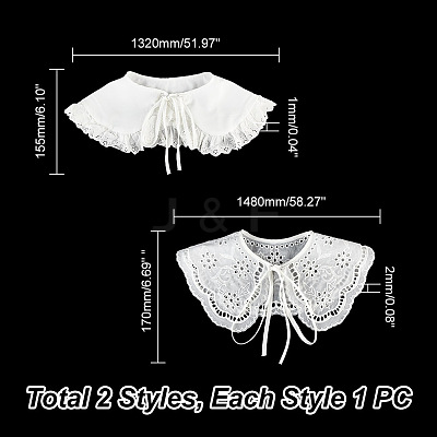 2Pcs 2 Style Detachable Lady's False Collars AJEW-GA0005-99-1