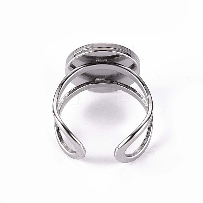 Tarnish Resistant 201 Stainless Steel Cuff Ring Findings STAS-S080-040B-P-1