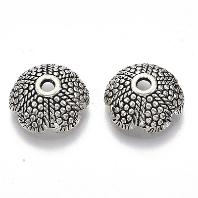 6-Petal Tibetan Style Alloy Bead Caps TIBE-S320-137AS-LF-1