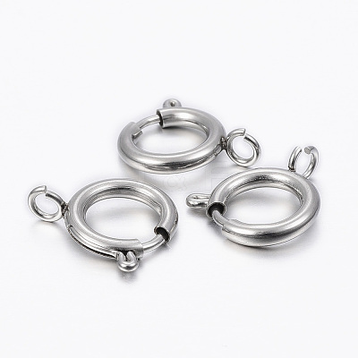 Tarnish Resistant 304 Stainless Steel Smooth Surface Spring Ring Clasps STAS-H396-E-02P-1