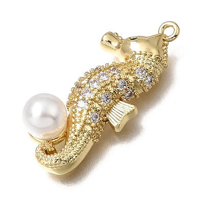 Brass Micro Pave Clear Cubic Zirconia Pendants KK-K427-47G-1