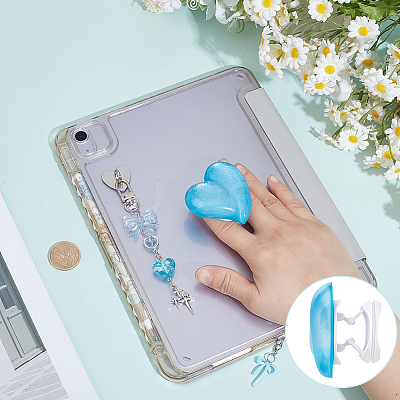 1 Set Heart & Bowknot Zinc Alloy Acrylic Mobile Phone Holders & Pendant Decorations AJEW-ME0002-81A-1